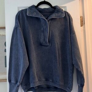 Aerie Blue snap Sweater with Stand-Up Collar, worn twice!